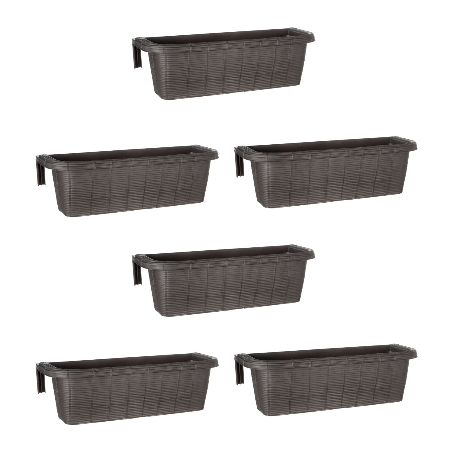 FRANKYSTAR Golondrina 60 - Juego de 6 Maceteros Colgantes Balconeras Trenzadas de 60 cm con Ganchos Ajustables y Reserva de Agua