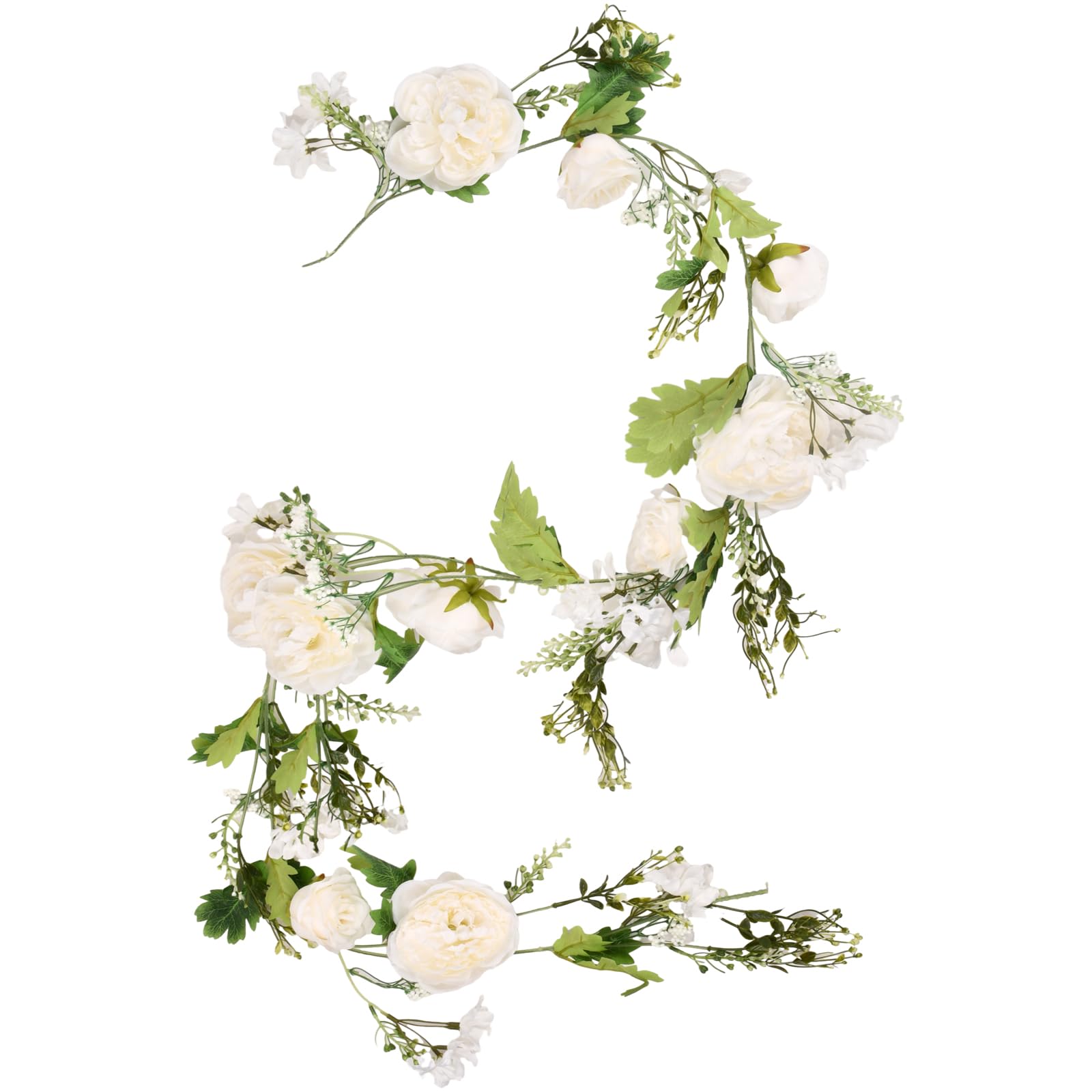 Guirnaldas de Flores Artificiales, 180CM Falsas Peonías Rosa Flores Vida, Falso Floral Colgante Guirnalda, Fake Flores Colgante Garland para Hogar Jardín Bodas Arco Fiestas Decoración (Blanco)