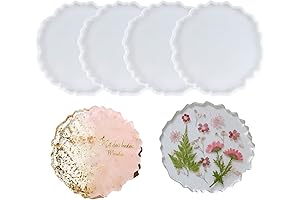 Resin Coaster Molds, 4 Pcs Silicone Coaster Molds for Resin, Round Coaster Molds