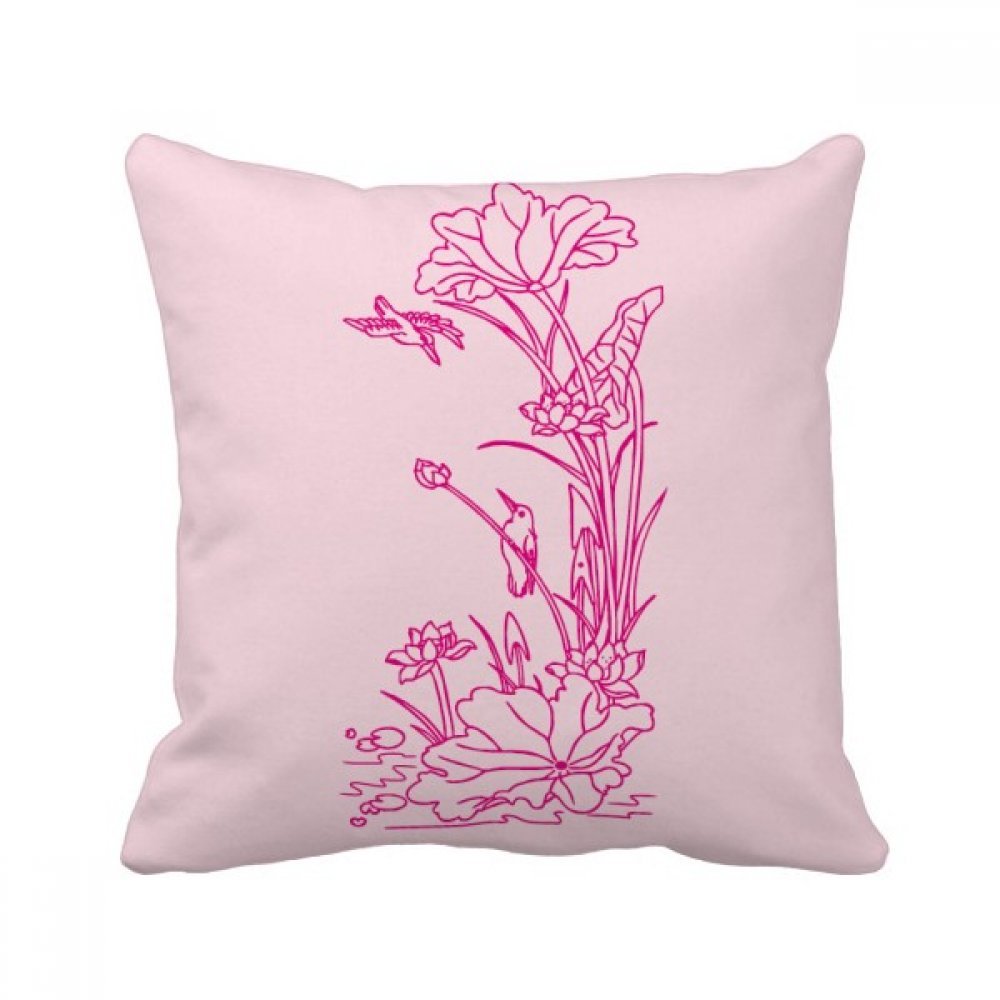 Coussin lotus et oiseaux 40x40 cm multicolore pour décoration de canapé
