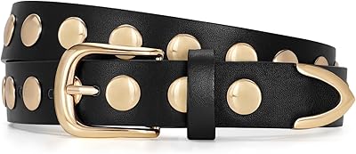 JASGOOD Women Fashion Leather Belt Punk Studded Belt for Jeans Pants Dresses