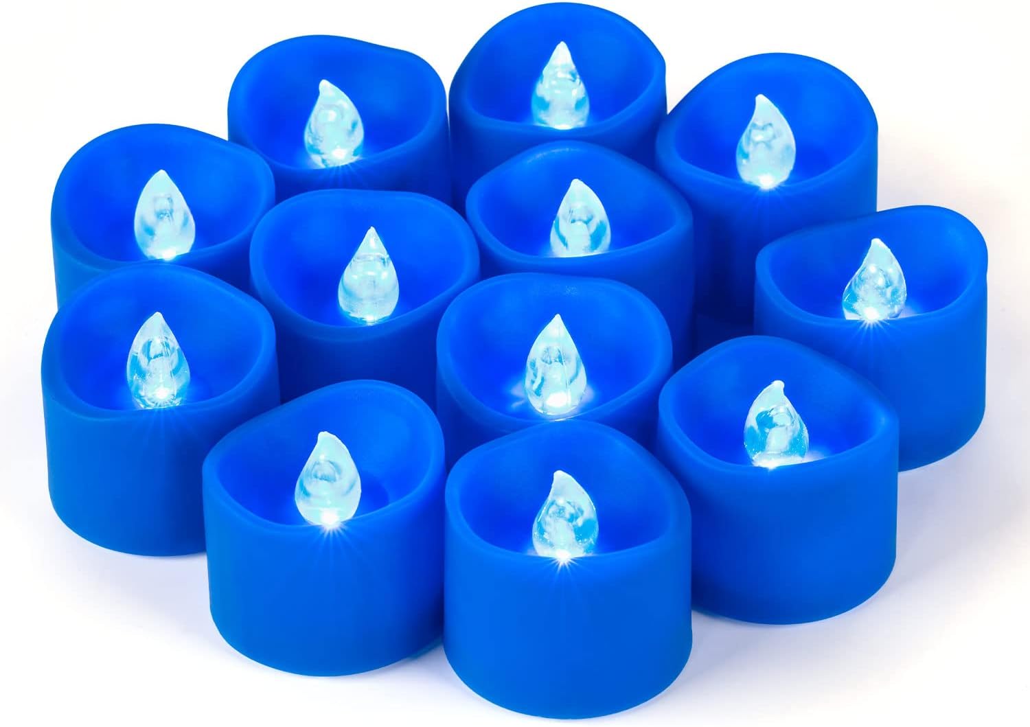SingTok 12 Pack Blue Tea Light Candles Battery Operated