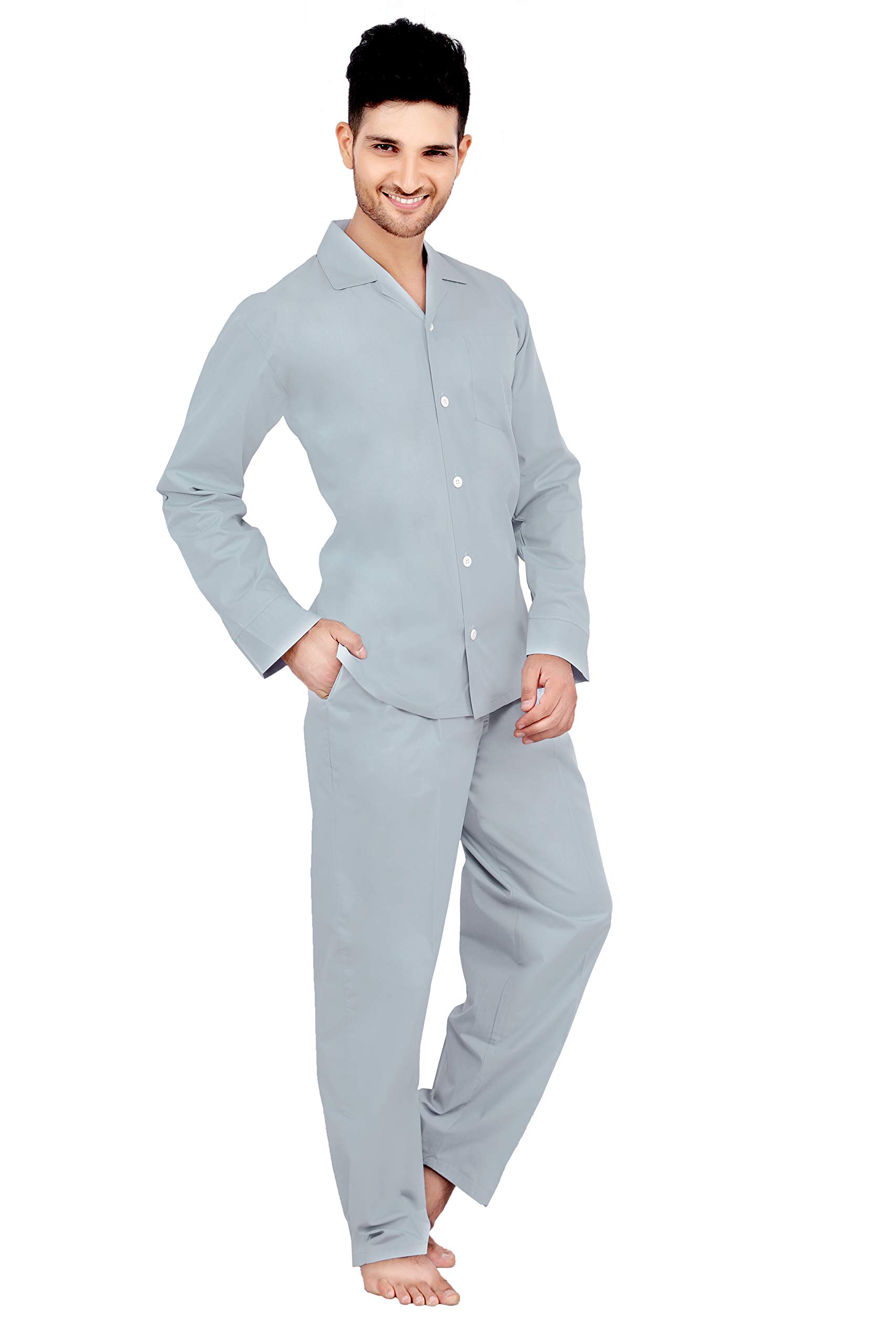 tatwam 100% Cotton Mens Full Sleeve POPLIN Nightsuit with Fully Branded Elastic Pajama and TOP-picture-0
