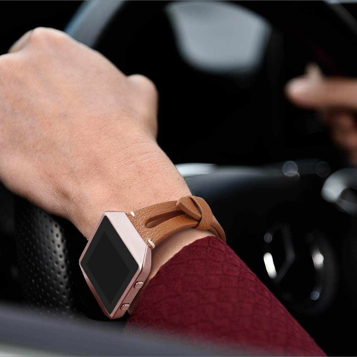 YiJYi Leather Bands Compatible with Fitbit Blaze,Slim Band with Metal Frame Replacement Sport Strap Wristband for Women Men