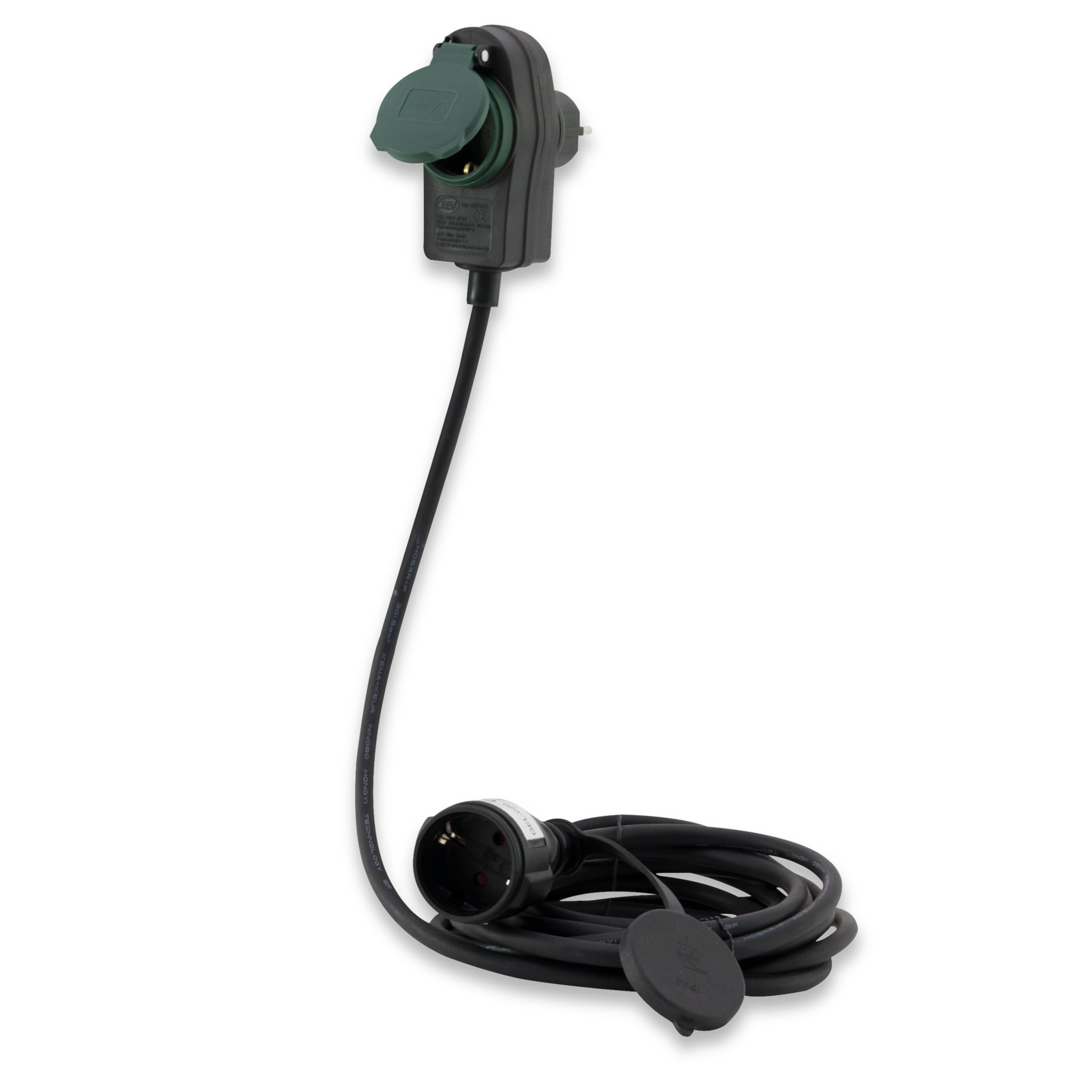 REV 0017101514 Powersplit - Prolunga da 10 m, IP44, con protezione da sovraccarico, colore: nero