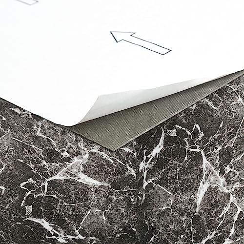 Image of Nexus Self Adhesive Vinyl Floor Tiles, 20 Tiles - 12'' x 12'', Smoke Marble Peel & Stick, DIY Flooring for Kitchen, Dining Room, Bedrooms Bathrooms by Achim Home Decor, Dark Grey with White Vein