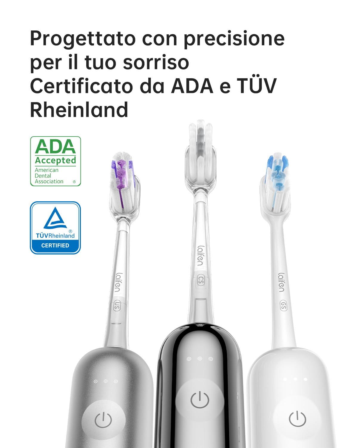 Laifen Wave Spazzolino elettrico, spazzolino elettrico sonico oscillante con 3 testine, spazzolino da viaggio magnetico ricaricabile impermeabile IPX7 (ABS Rosa)