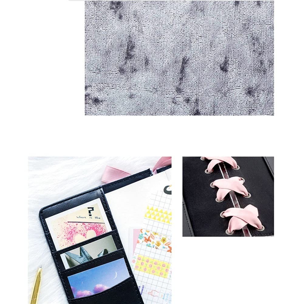Sangle de cahier Black Grey Manuel Handbook Diary A6 Notebook 128 Draps Journal de papeterie détachable for la maison à la maison (Color : Black)