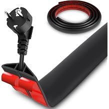 MAQUITA 16.4 Ft Cord Protector, Self Adhesive Cord Covers for Wires on Floor, 0.47" W x 0.29" H Inner Channel Cable Hider for Home Office Garage, Black