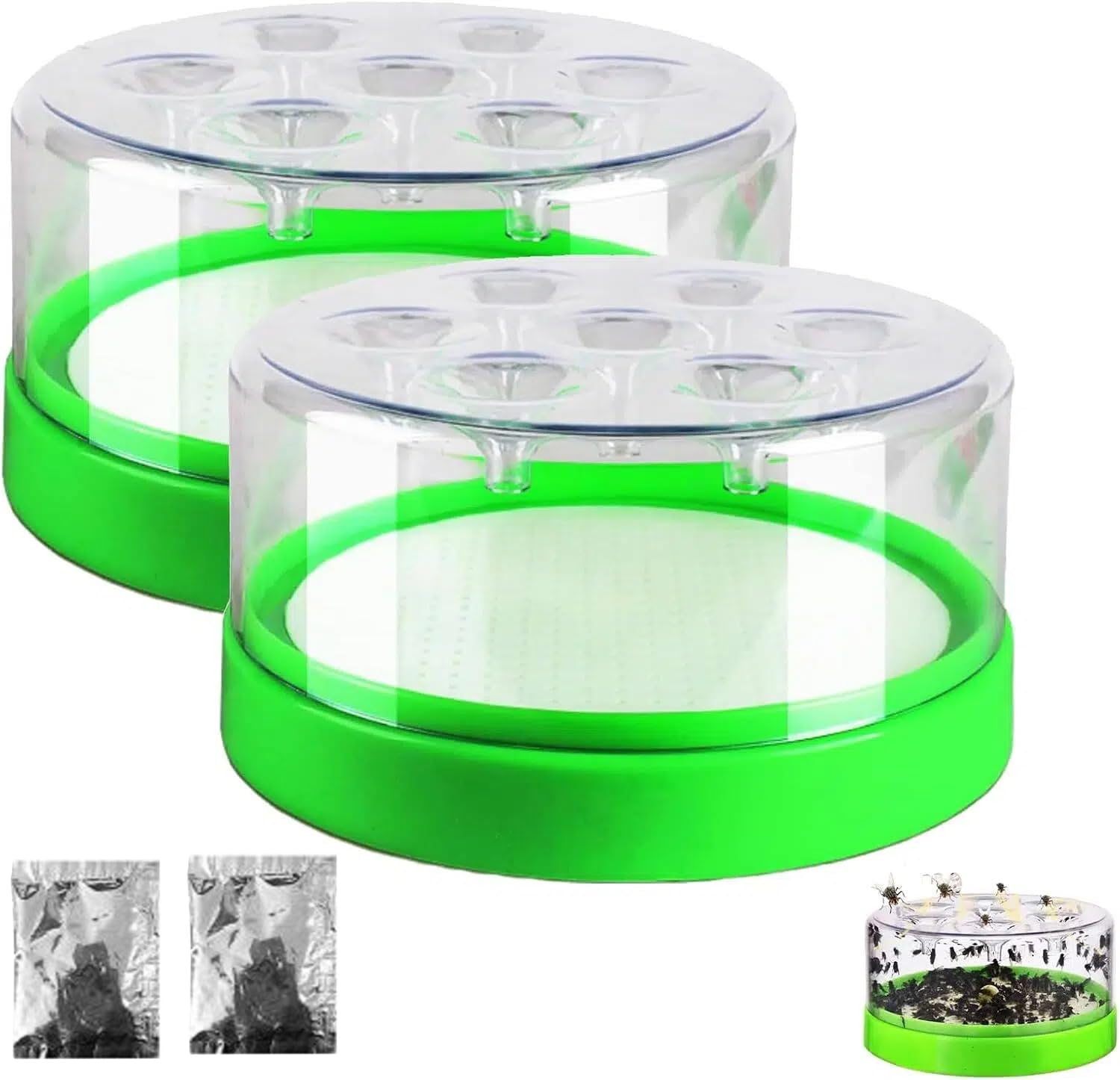 Fly Trap One-Way Funnel Chemical-Free Fly Catcher with a Packet Bait(2PCS) — image 1
