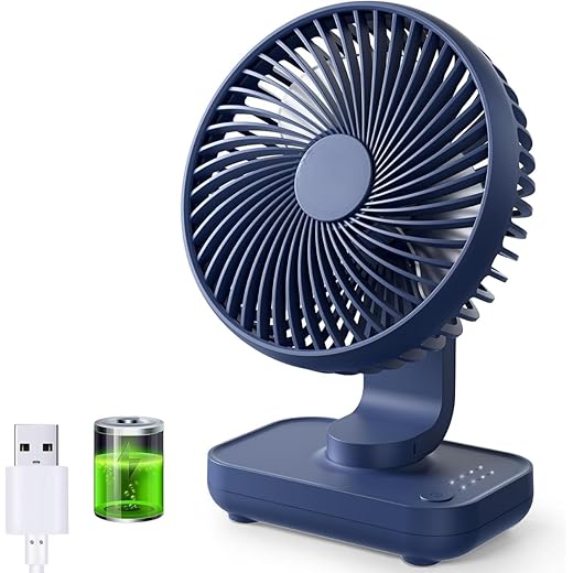 Brainzie USB Desk Fan 4000mAh Rechargeable Battery Operated