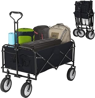 FDW Collapsible Folding Wagon Garden Cart Beach Wagon Grocery Wagon All-Terrain Wheels Garden Grocery Wagon