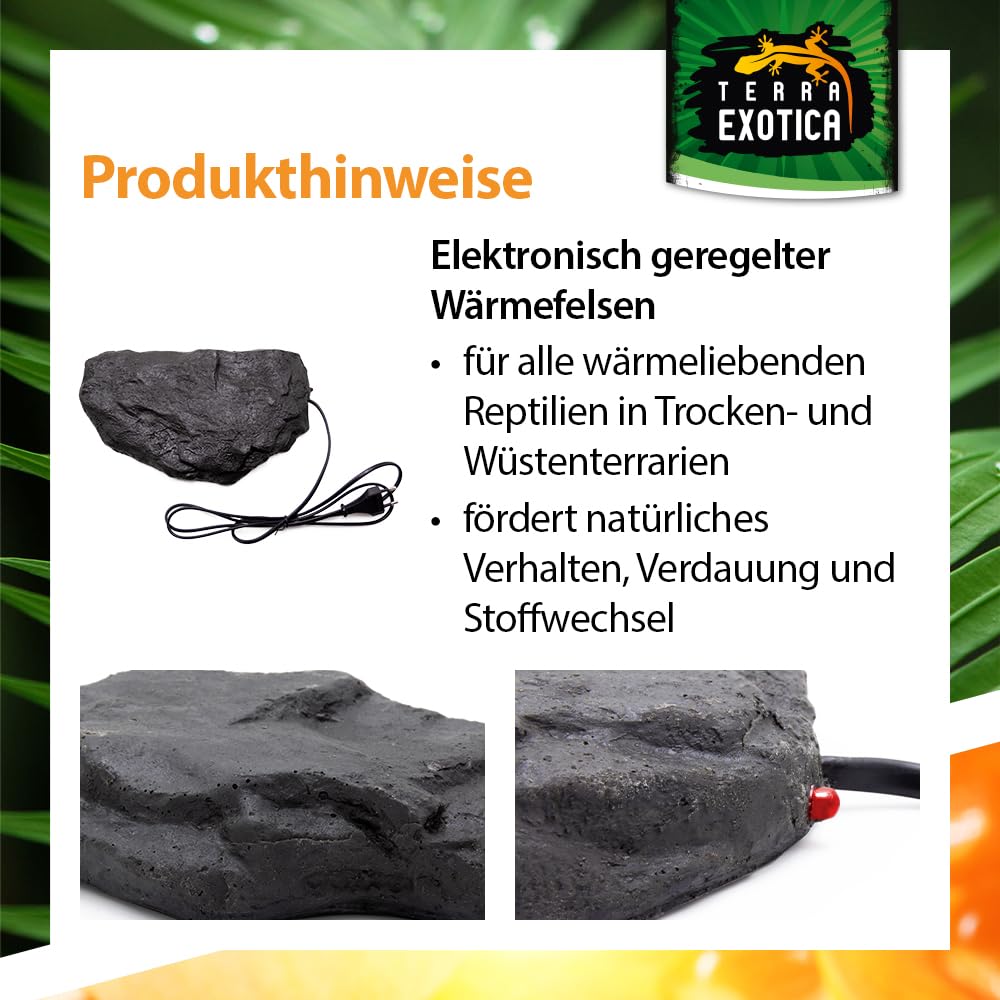 Terra Exotica Heat Rock Large - 24 Watt ca. 28x17 cm - Auswahl zwischen klein, mittel & groß - Heizstein als Heizung für Reptilien - dekorative Wärmeplatte für Ihr Terrarium - Terrarien Bodenheizung