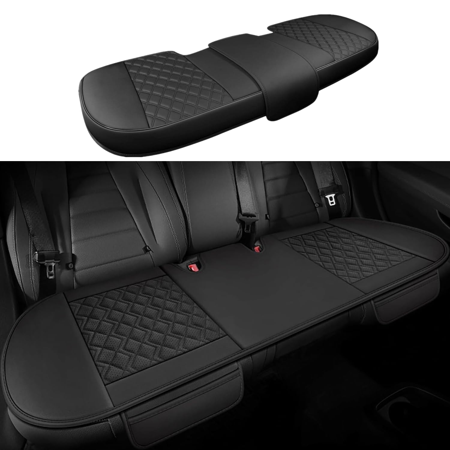 Housse de Siège Auto Arrière Protection en Cuir PU de Siège de Voiture Protecteur d'emballage Complet pour House de Siège Arrière Voiture SUV Camions (1 Housse de Siège Arrière)
