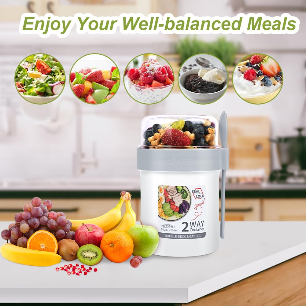 Taza De Cereales Para Llevar 310 Ml 560 Ml Vaso De Cereales Para Llevar, Taza De Yogur Con Cuchara, Taza De Cereales Y Yogur De Doble Capa, Taza De Yogurt De