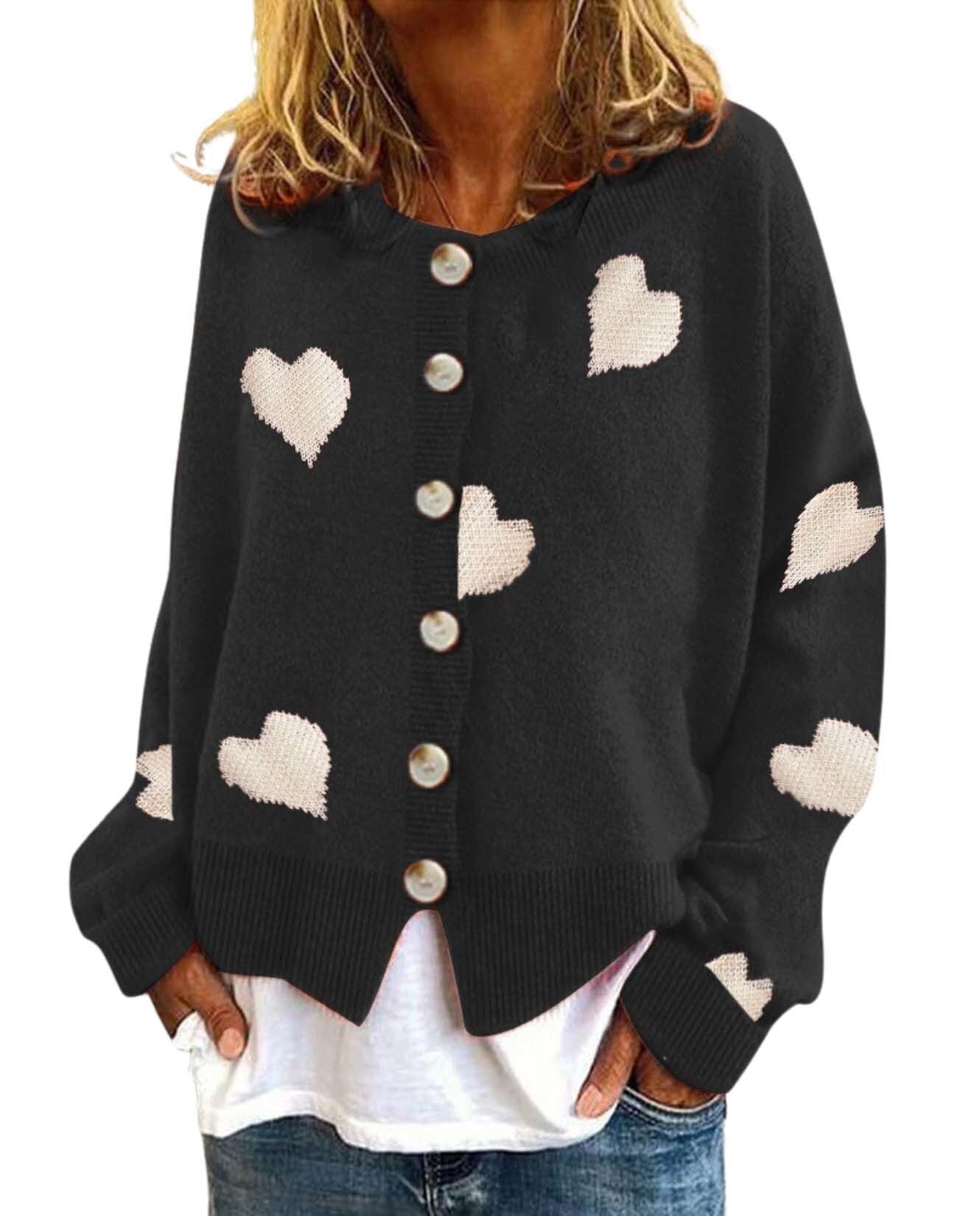 Vintage Daisy Flower Sweaters for Women Cardigan Long Sleeve Button Down Open Front Cute Knitted Chunky Sweater