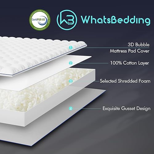 Miniatura 2 de WhatsBedding Protector de colchón de tamaño individual, funda de colchón refrescante suave para dormitorio universitario, protector de colchón