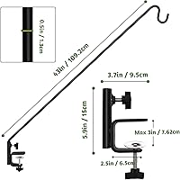 Vista 5 de ERYTLLY Gancho de cubierta de alcance extendido para poste de pared, gancho extensible y soporte de pared de 43 pulgadas para colgar comedero