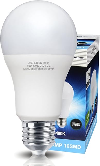 15w GLS LED Light Bulb E27 Edison Screw Very Bright 15w Equivalent 135w Cool White A60