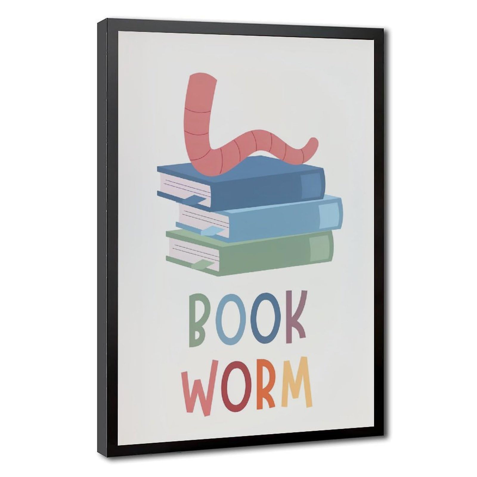 AYINUER Book Worm With Stacked Books Educational Canvas Poster Canvas Poster for Bedroom Decor Gift