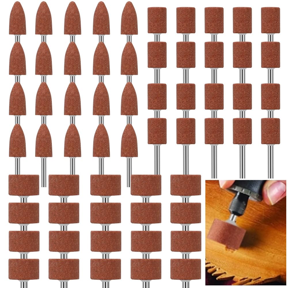 Set di 60 Testa di Levigatura e Lucidatura, Punte Pietra Abrasiva con Accessorio per Smerigliatura per Codoli da 1/8"" per Smerigliatura, Lucidatura e Sbavatura