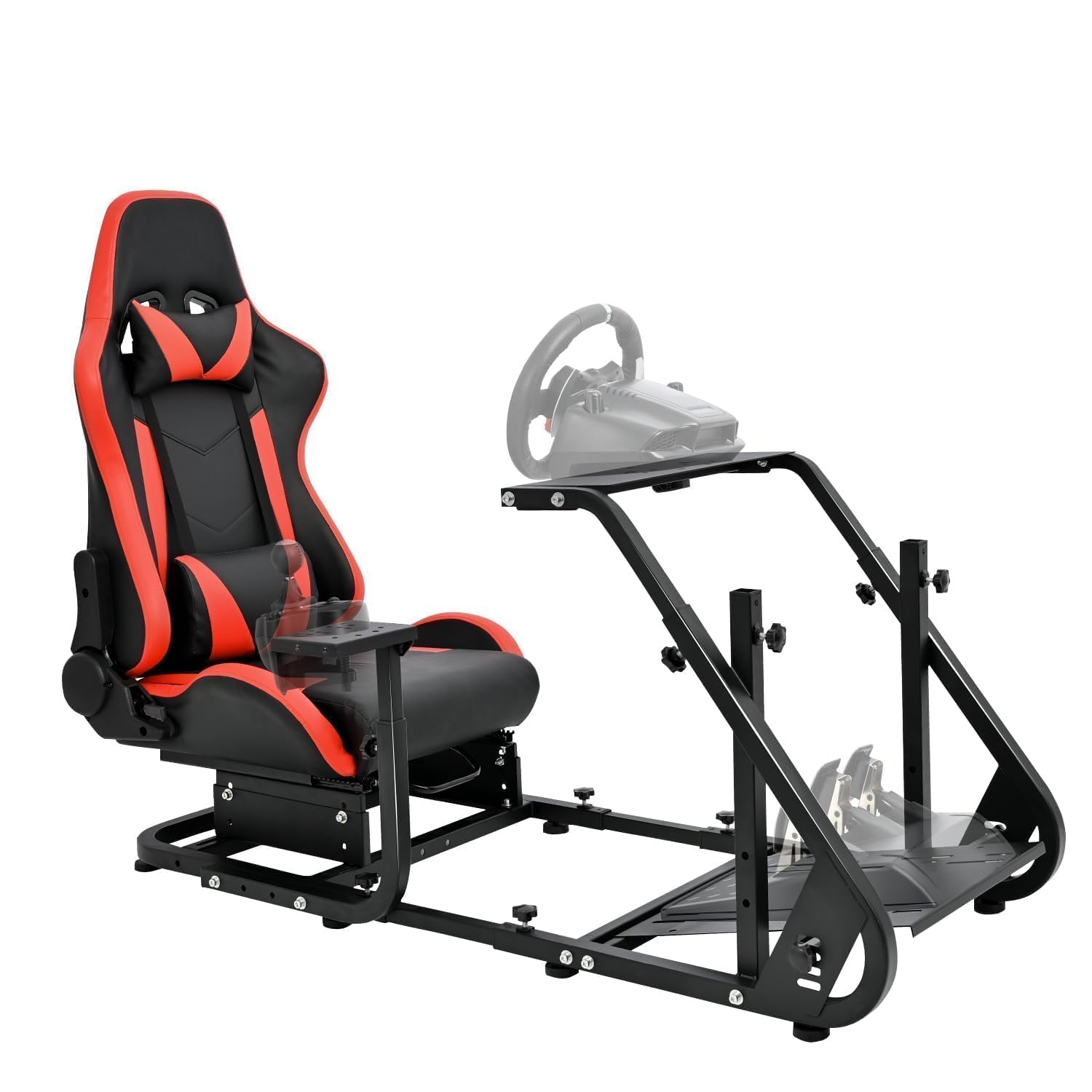 Marada Racing Simulator Cockpit with Comfort Gaming Seat Fit for Logitech/Thrustmaster/Fanatec G923 G920 G27 G29 T300,Pro Sim Driving Race Stand Mountable Monitor Stand, No Shift Wheel Pedal