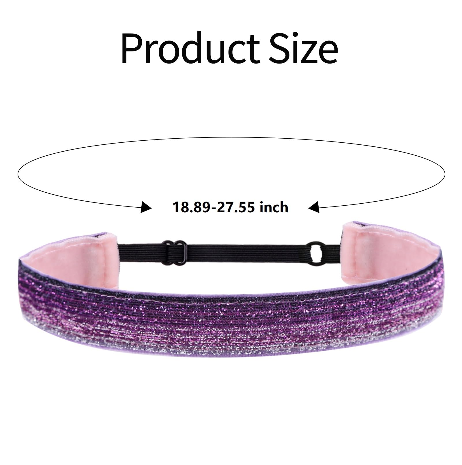 6 Glitter Headbands for Girls Adjustable Non Slip Thin Elastic Hair Bands Stretch Sport Headband for Kids Sparkly Bling Headband Hair Accessories (Pack of 6)