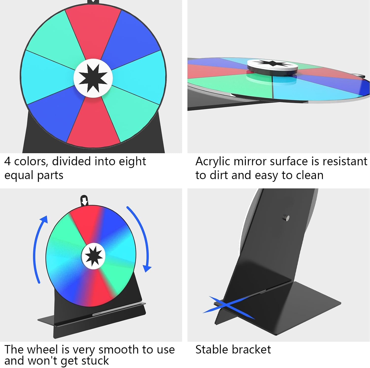 ZHOOGE 6 Inch Prize Wheel-Spinning Wheel for Prizes - 8 Slots Color Tabletop Roulette Spinner of Fortune Spin The with Dry Erase Marker for Fortune Spinning Game Carnival & Tradeshow image 5