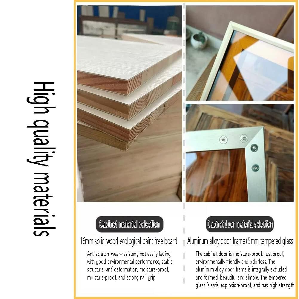 Armadietto da parete in legno per medicinali, elegante armadietto doccia in metallo con ante in vetro, per bagno, lavanderia o soggiorno, soluzioni di archiviazione sopra il WC