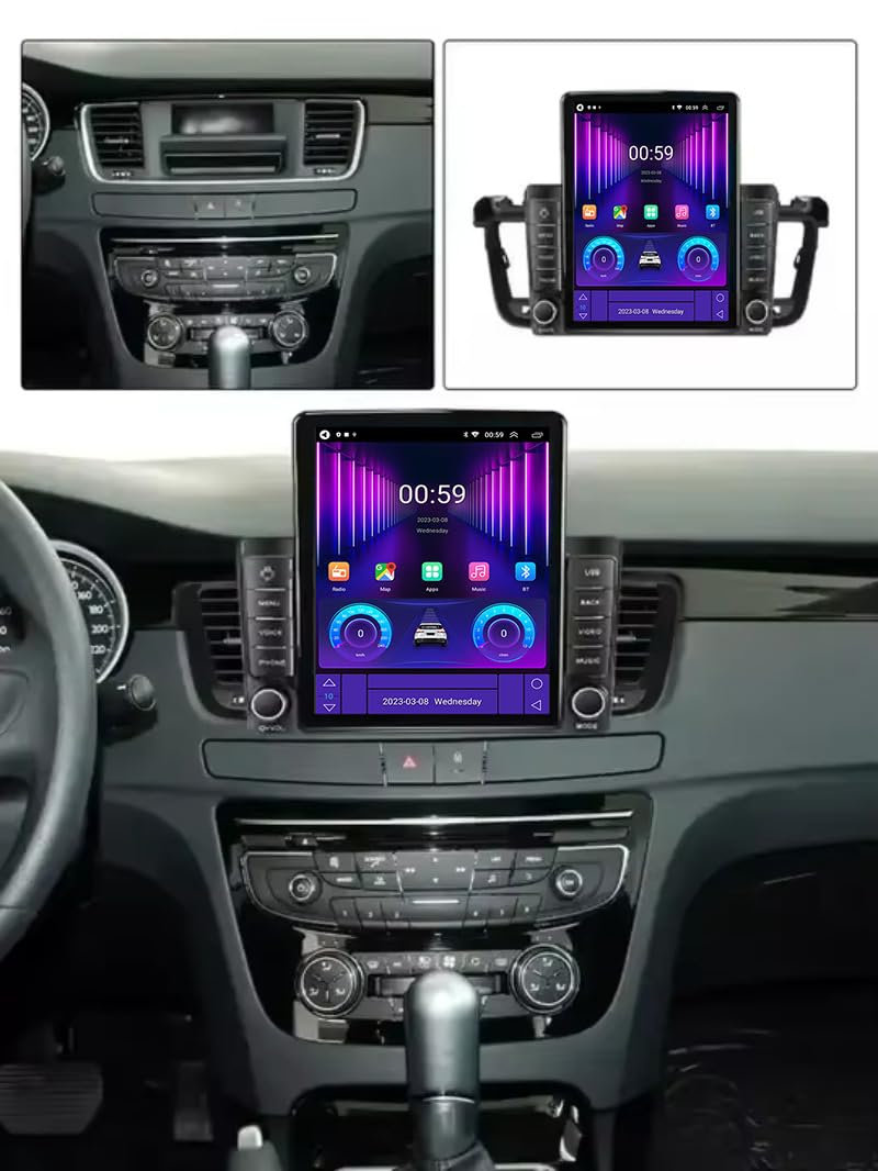 Podwójny Din Android 9.7'' Ekran dotykowy Multimedia dla Peugeot 508 2011-2018 radia samochodowego z Bluetooth i nawigacją oraz kamerą cofania Sterowanie z kierownicy,S3 4 Core Wifi 1+16G