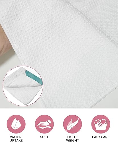 Miniatura 5 de Juego de 2 toallas de cocina de tejido de punto gofre de algodón, patrón de mármol salvaje, dorado, verde azulado, blanco, degradado, 16 x 24