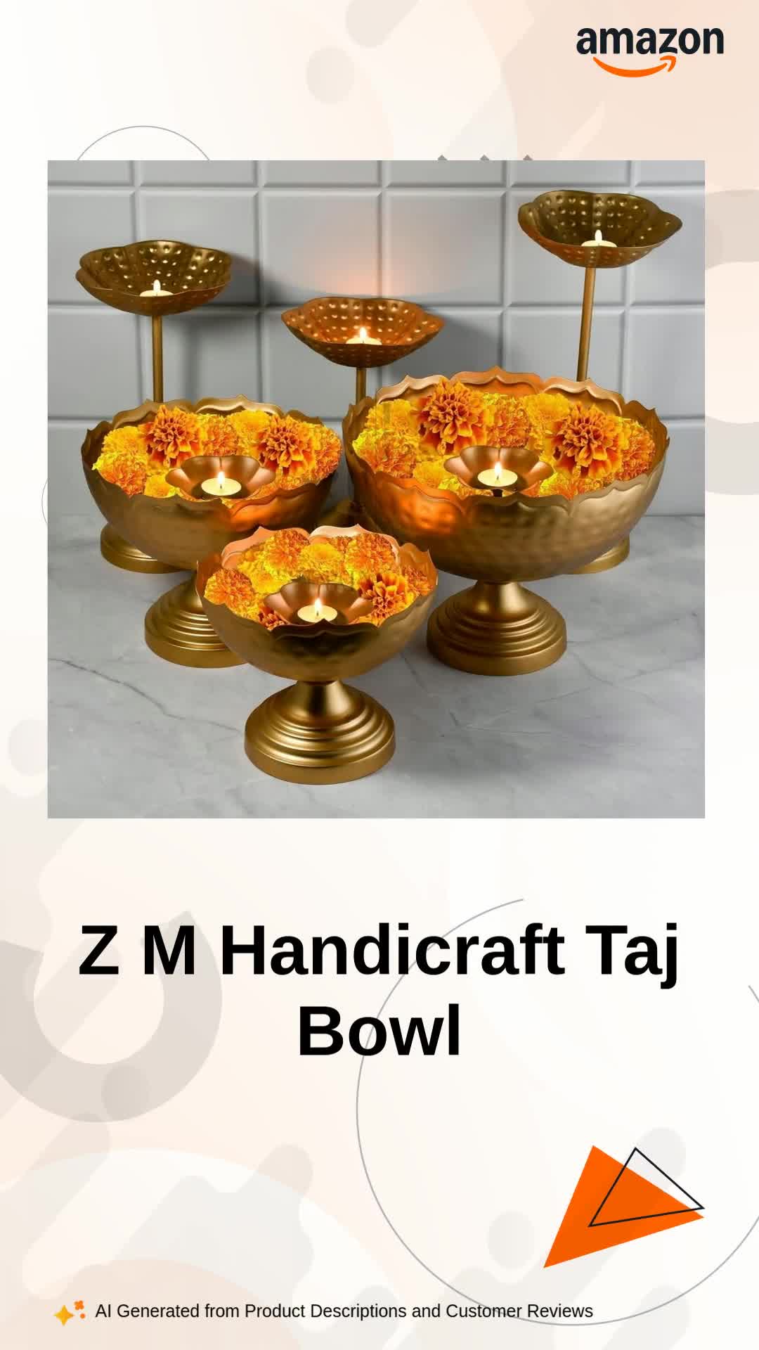ZM Handcrafted Taj Urli Floating Flower Set | Hammered Taj Set