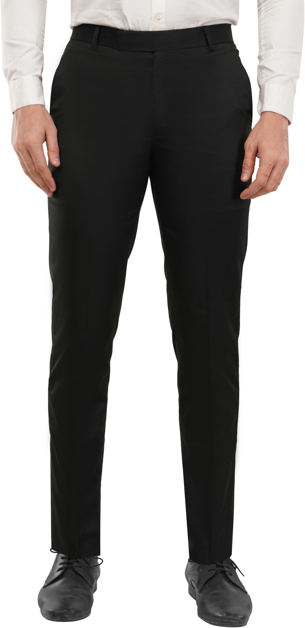 HARRINGTONMen's Cotton Lycra Straight Fit Black Formal Trousers/Pant