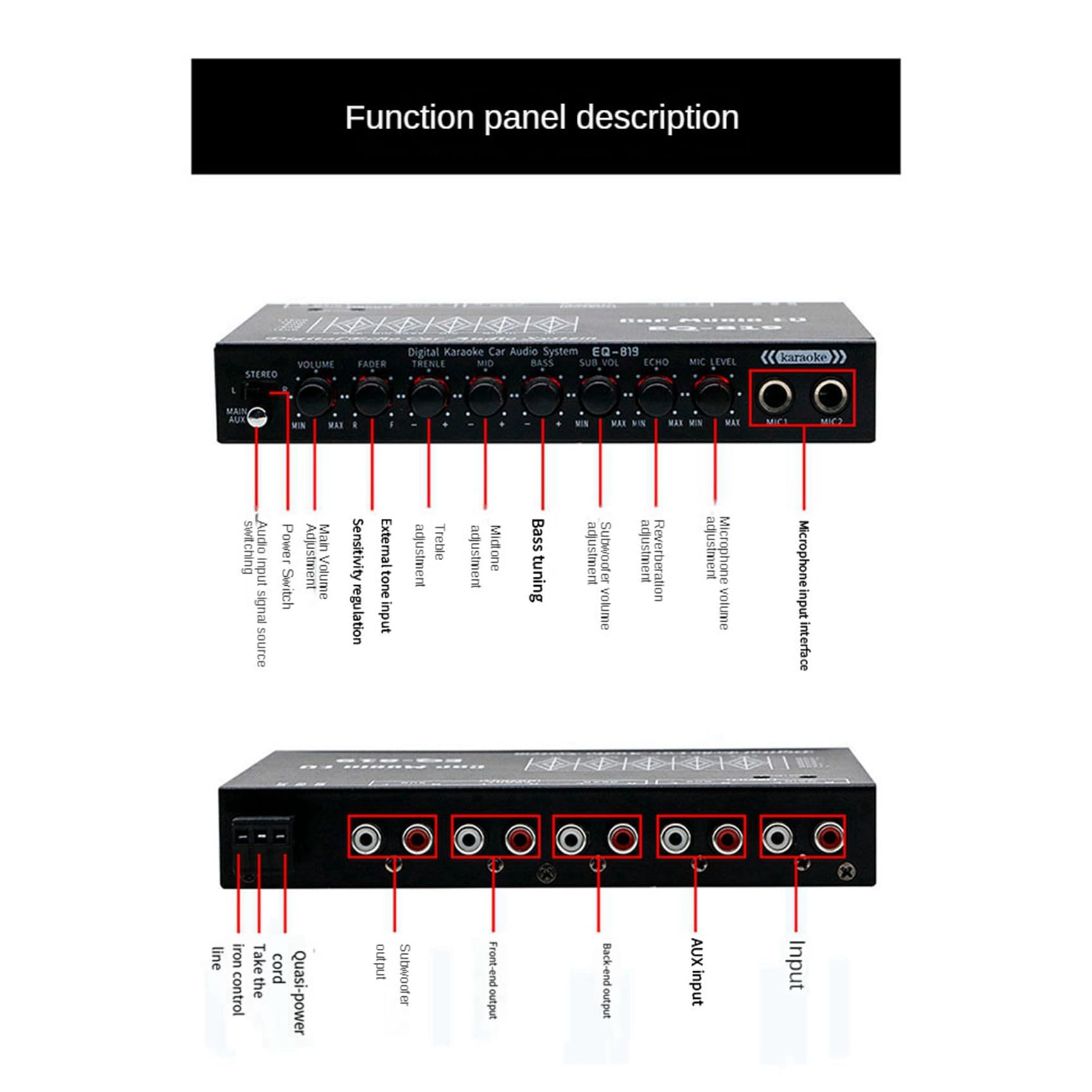2X EQ-819 automatyczny equalizer, wielofunkcyjny korektor crossovera tuningu audio EQ, parametryczny korektor audio