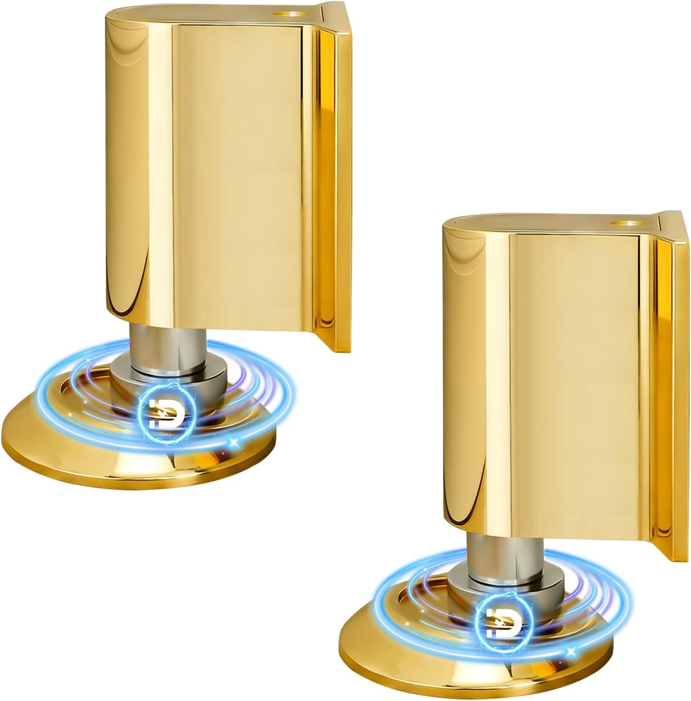 AIMAXINKE Magnetic Door Stoppers, Magnet Door Stop - Stainless Steel Door Catch, Retractable Bottom of Door Holder Suits Gaps Within 1.4" Keep Door Open, No Drill 3M Adhesive & Screws - Golden2 Pack
