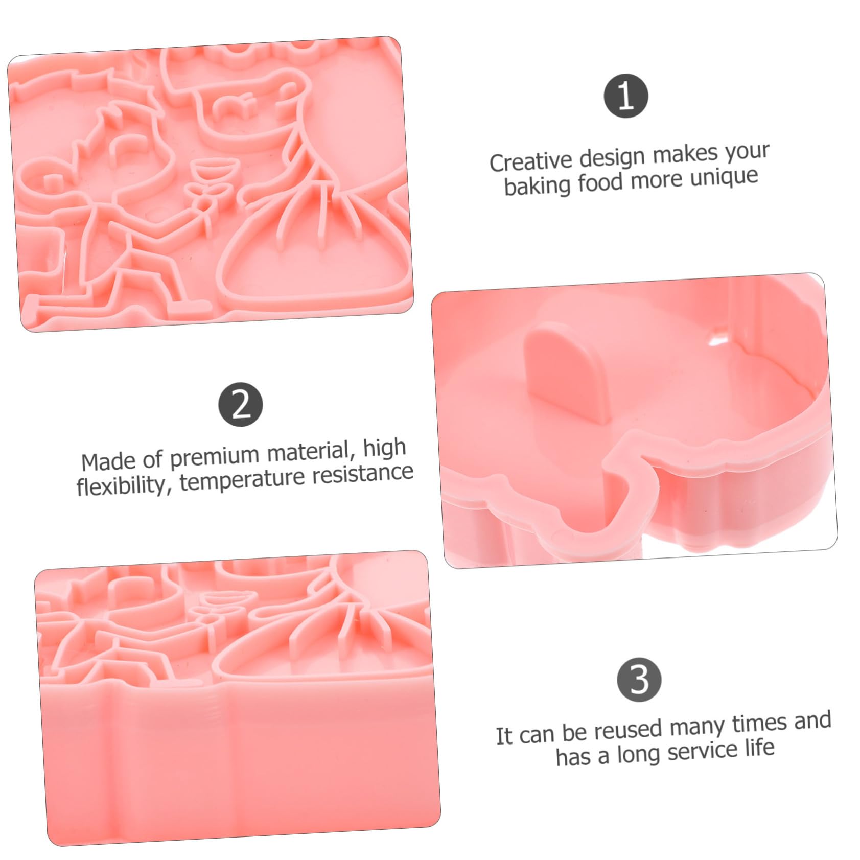 ABOOFAN 5 Ensembles Moule À Biscuits 3d Emporte-pièce Saint Valentin Moule À Gâteau Rectangulaire Cube Emporte-pièces De Cuisson s À Biscuits Gel Rose Nourriture Pp 8 Pièces * 5