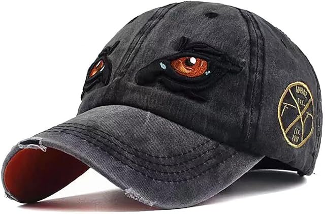 Elwow Men's Distressed Vintage Baseball Cap Trucker Hiking Sun Hat with Eagle's Eye Embroidery