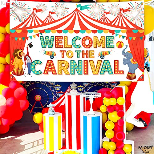 Image of Welcome To The Carnival Banner - XtraLarge 72x44 Inch | Carnival Backdrop for Carnival Decorations, Carnival Theme Party Decorations | Carnival Games, Circus Theme Party Decorations, KatchOn