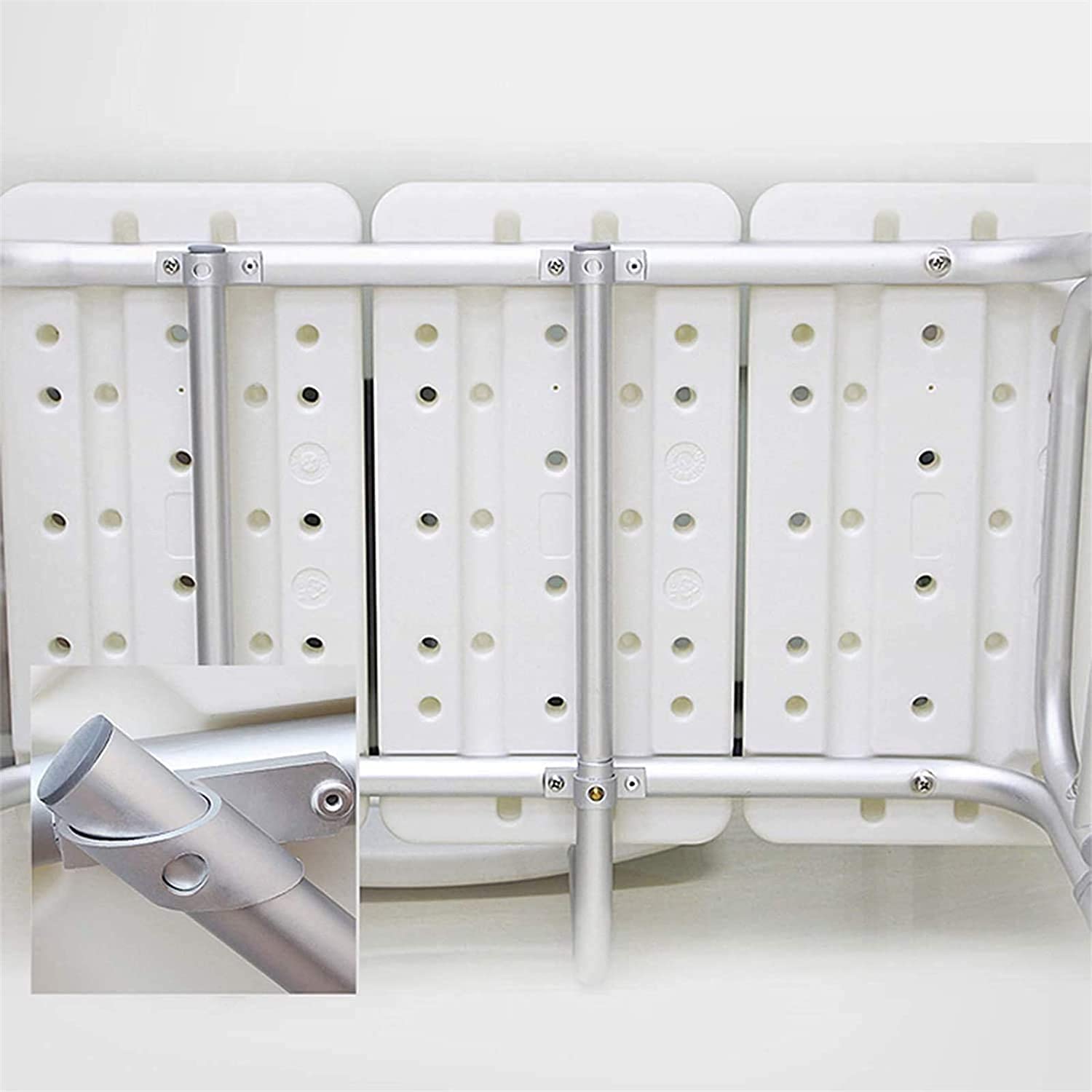 Taburete de Ducha Asiento de Ducha Silla de Ducha Bancos Altura Regulable con Brazos y Respaldo Seguridad Antideslizante (Blanco) (Gris) (Blanco)