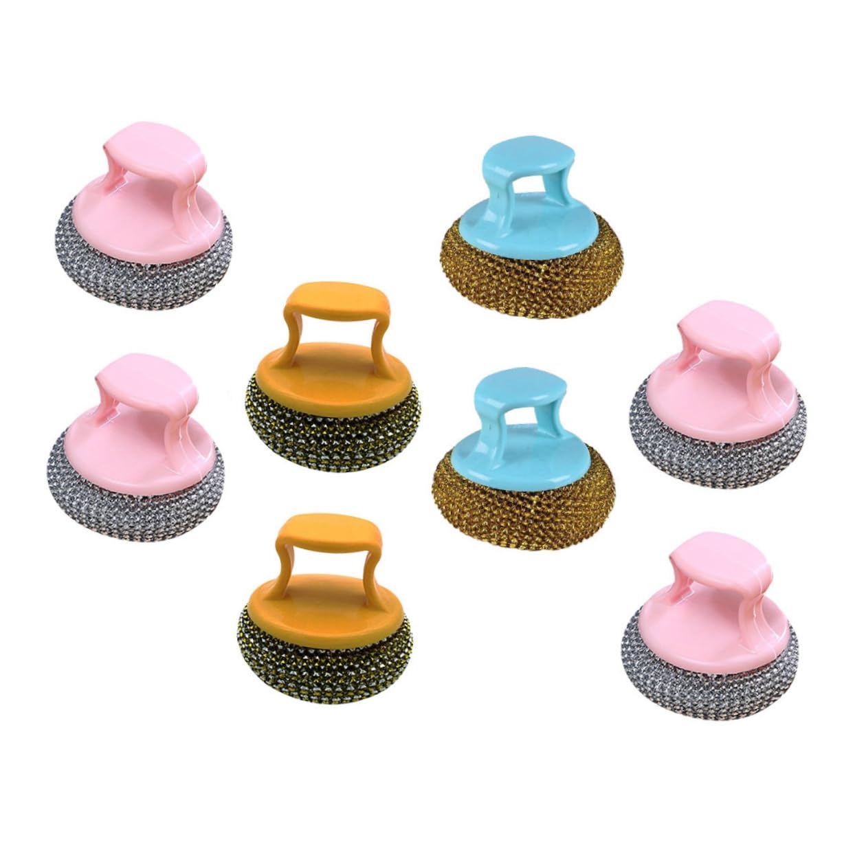 sponges， 8Pcs Cleaning Ball Brush Cup Cleaner,Utensil Scrubber for Kitchen BBQ Dish Scrub Sponges with Handle