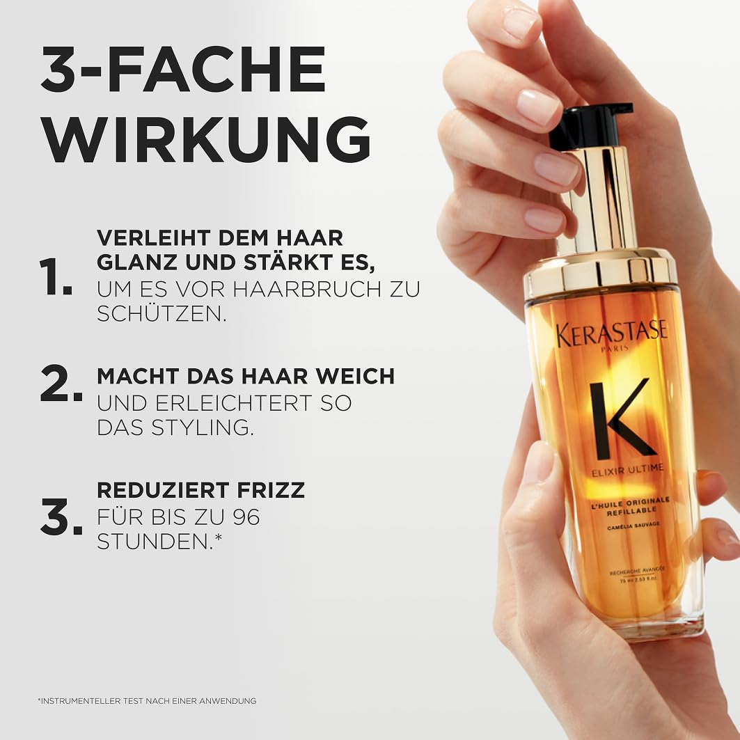 Kérastase Haaröl für trockenes Haar, Pflegend und nährend für mehr Glanz, Hitzeschutz und Anti-Frizz, Nachfüllpackung, Huile Originale Elixir Ultime