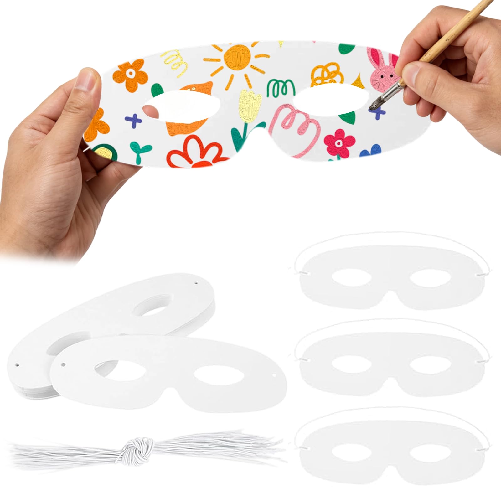 FQAKTB 20 Pieces Die Cut Paper Masks, Blank DIY Half Face Masks, Blank Craft Eye Mask Halloween, DIY White Blanks Mask for Party Halloween Masquerade and Costume Events