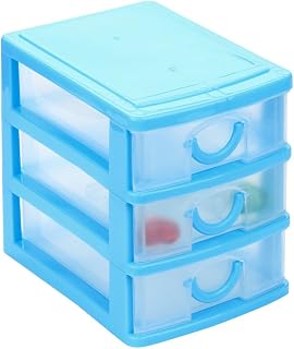 Desk Organizer with Drawers 3/4/5 Layers, Small Organizer Box Storage Container Case, Desktop Plastic Storage, Clear Desktop Storage Drawers for Office Supplies, Make up Organizers (M)