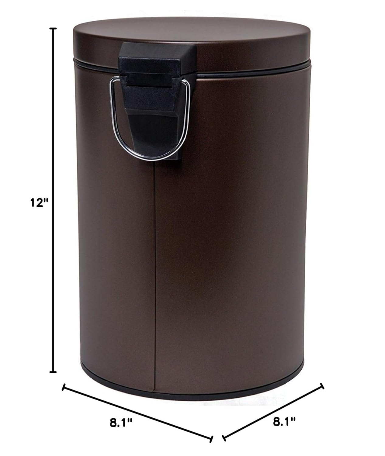 Rocky Mountain Goods Small Trash Can with Step Lid - 1.85 Gallon - Trash can for bathroom, bedroom, office - Heavy duty metal - Foot pedal opening - Removable inside pail with handle (Venetian Bronze)