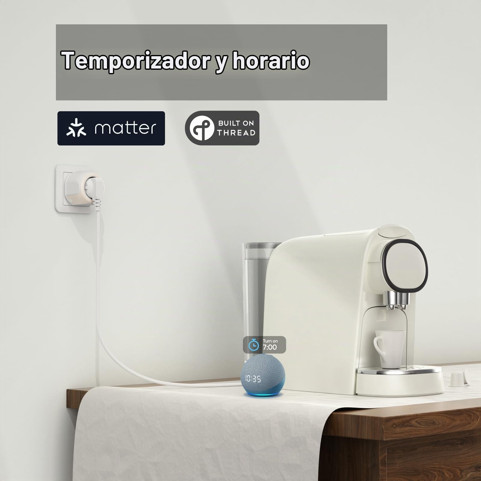 Onvis Enchufe inteligente Matter con Thread, Respuesta Rapida, 16A/4000W | modo temporizador, Control Remoto y Voz, APP de Control, Compatible con Apple Home, Home Assistant, Alexa, Google Home, 2PC