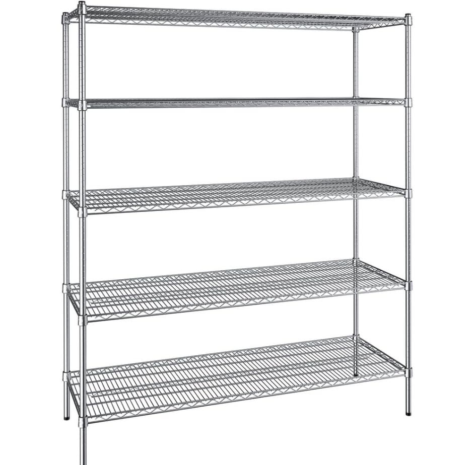 Zedfire 21" x 60" NSF Chrome 5-Shelf Kit with 74" Posts, Heavy Duty Storage Shelving, Wire Shelving Kit, NSF Commercial Storage Rack Unit