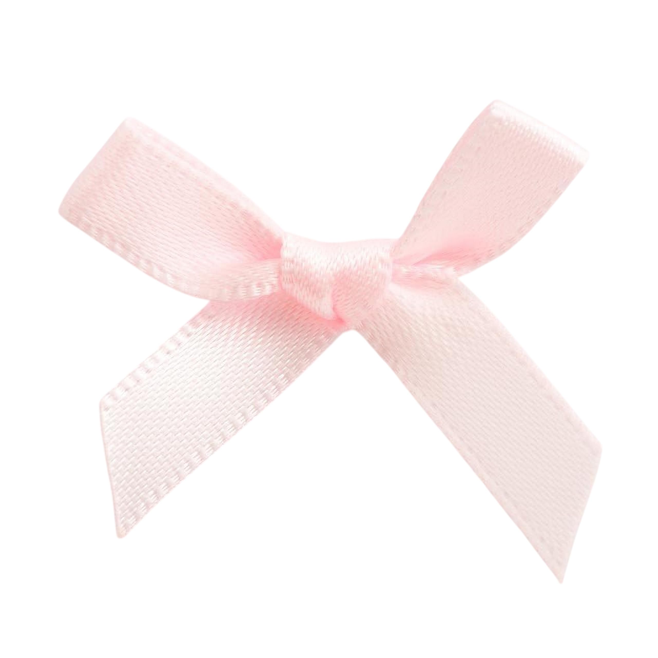 Italian Options Mini Satin Ribbon Bows, Small Bow Decorations for Crafts, Gifts, Hampers, Hair Bow, Wedding Stationery, Floristry, Christmas, Cakes, Crafting, Pale Pink, 100 Pack, 3 cm — image 1