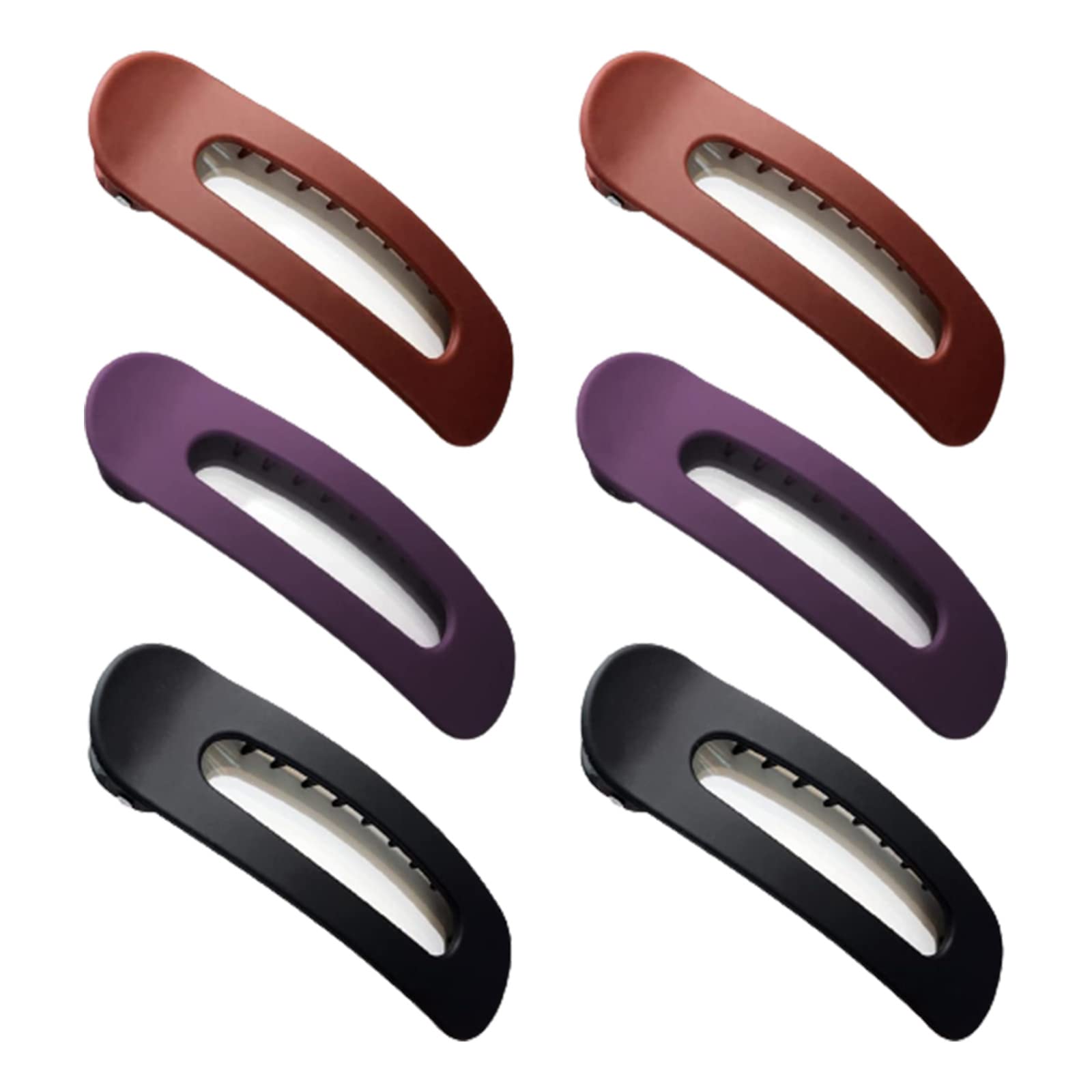 6Pcs Flat Hair Claw Clip Non-slip Side Slide Duckbill Alligator Hair Clip Multicolor Womens French Barrette with Inner Teeth for Thick Thin Long Hair Styling Accessories