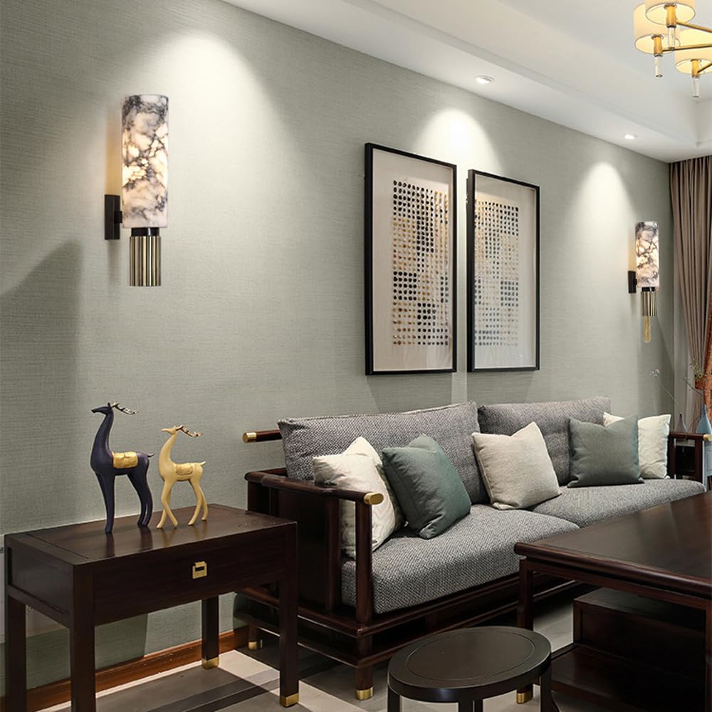 Applique da Parete Moderne per Interni in Marmo con Barra Luminosa Lineare in Ottone Bianco Nero E Oro Ideali per Corridoio Bagno Camera da Letto E Soggiorno