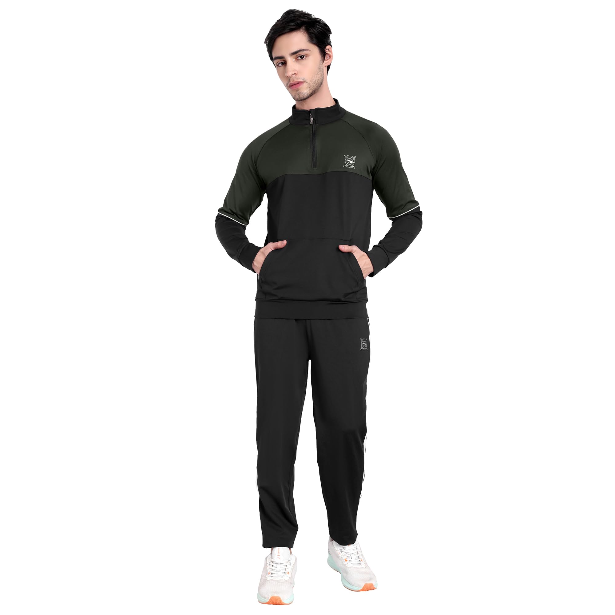 ASIAN AMJ-22 Black Olive Men’s Athletic Zip-Up Jacket | Slim Fit Workout & Casual Wear, XL 4